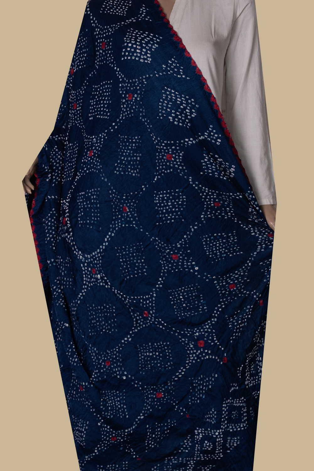 Royal Blue Bandhani Gajji Silk Dupatta