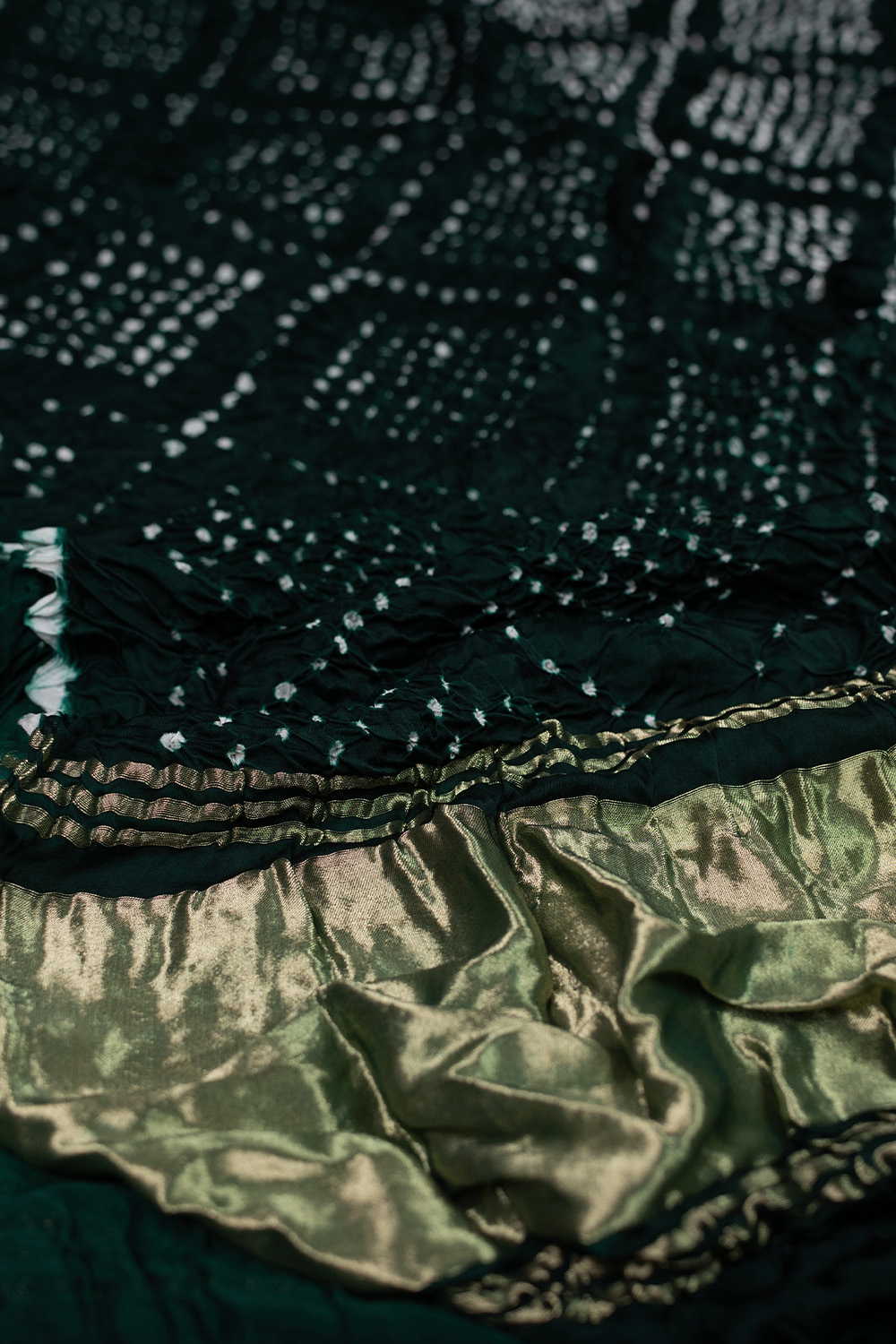 Bottle Green Bandhani Modal Silk Dupatta - Image 3