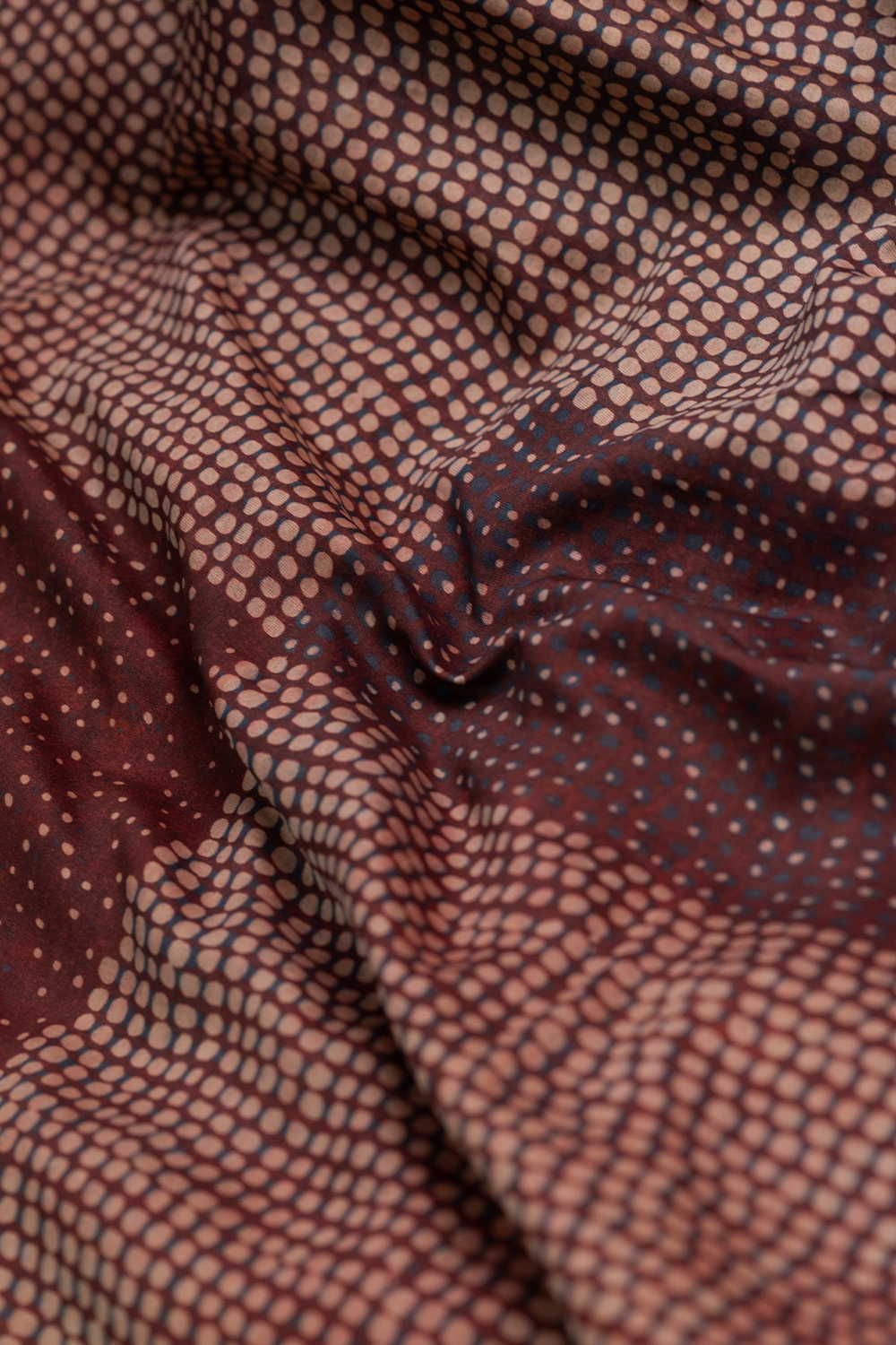 Midnight Dot Weave Block Printed Chanderi Fabric - Image 3