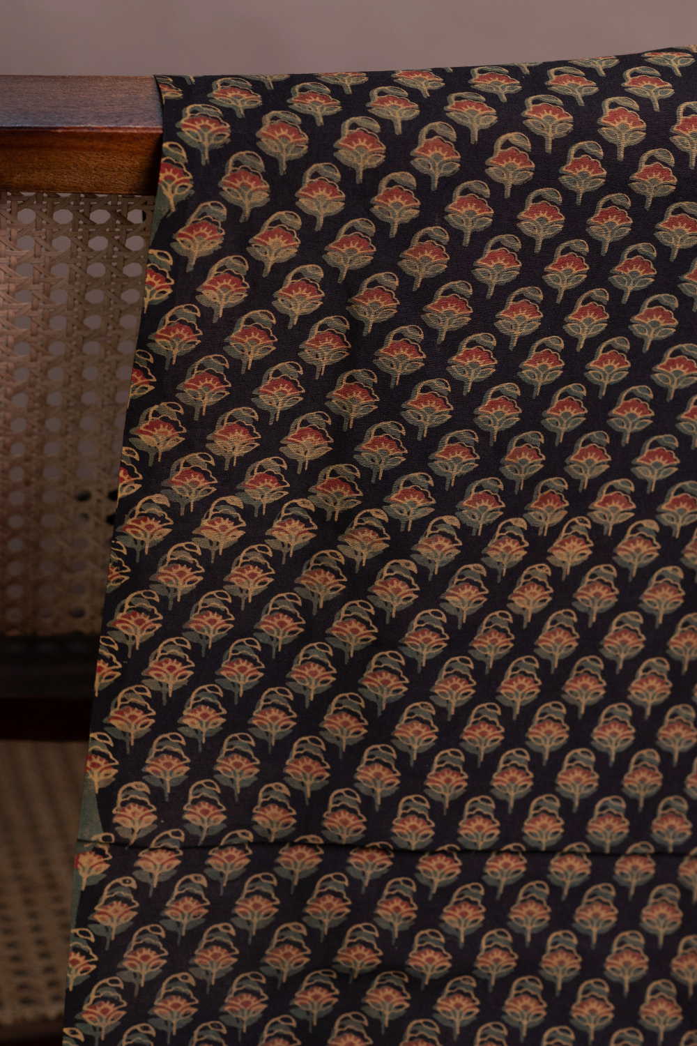Mini Motifs Block Printed Chanderi Fabric - Image 2