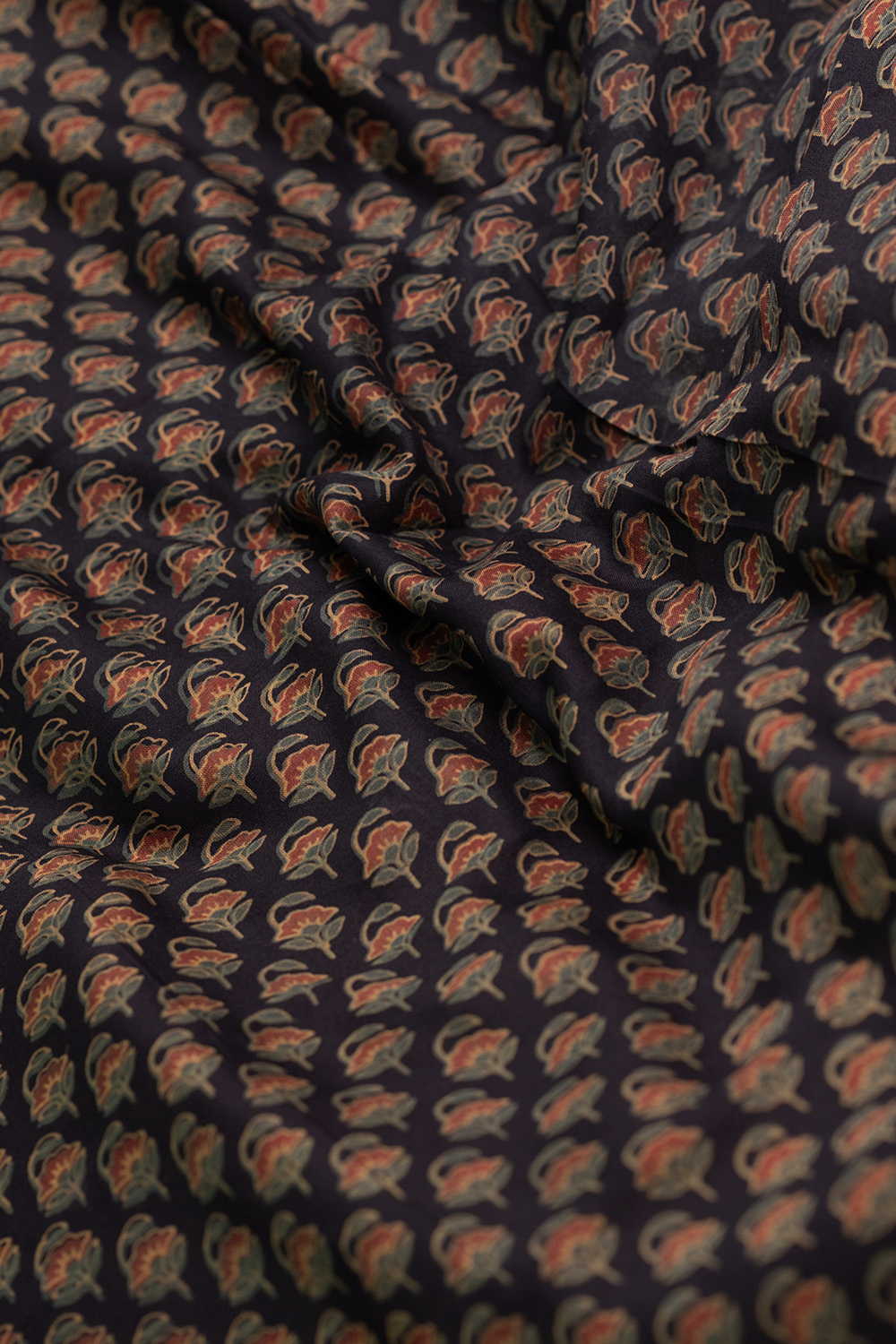 Mini Motifs Block Printed Chanderi Fabric - Image 3