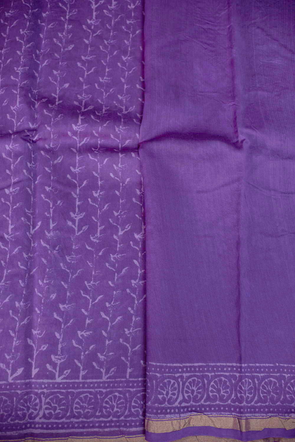 Purple Block Printed Chanderi saree - Image 7