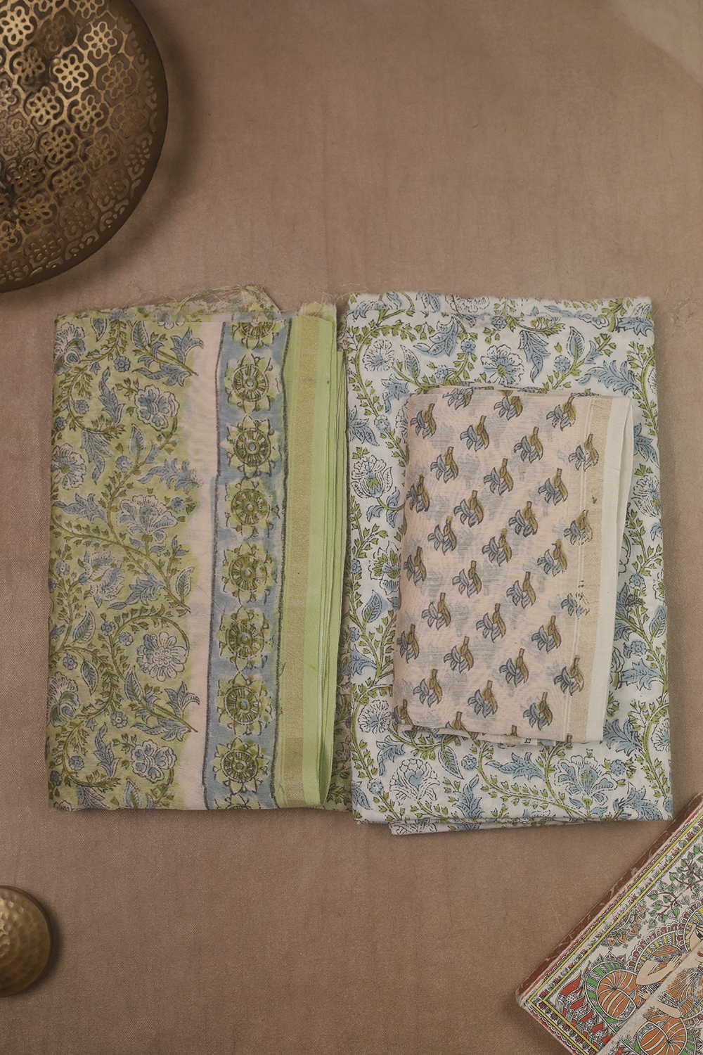 Emerald Green Block Printed Chanderi Suit