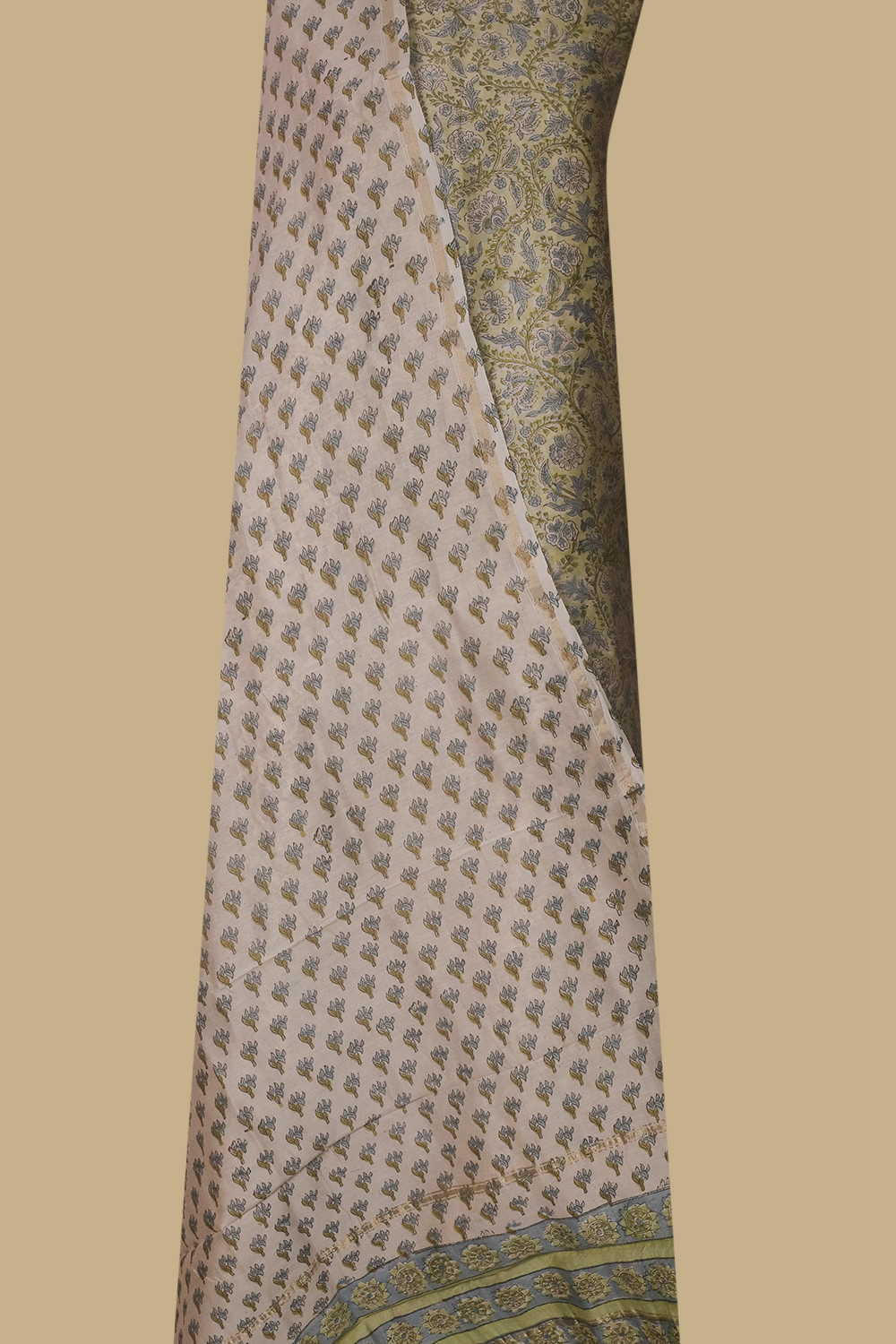 Emerald Green Block Printed Chanderi Suit - Image 2