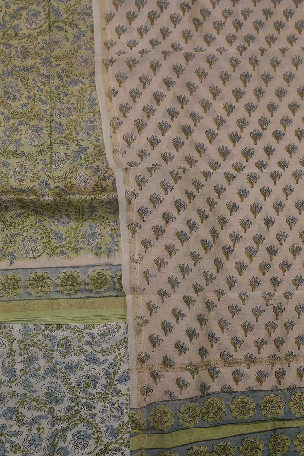 Emerald Green Block Printed Chanderi Suit - Image 3
