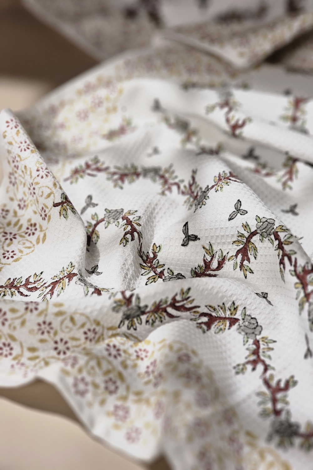 Ivory Bloom Sanganeri Bath Towel