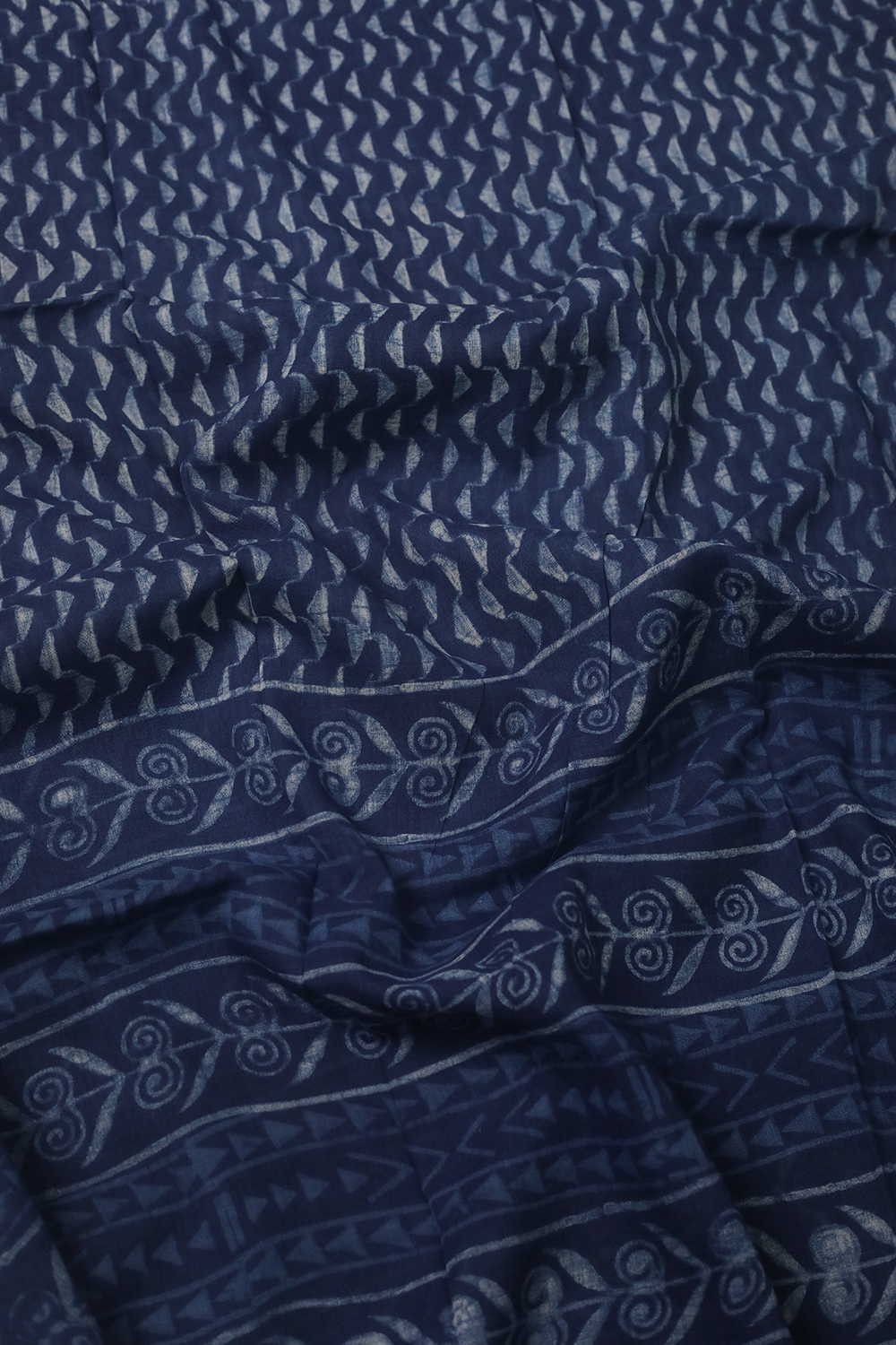 Cream Blocks - Indigo Block Printed Cotton Dupatta - Image 2