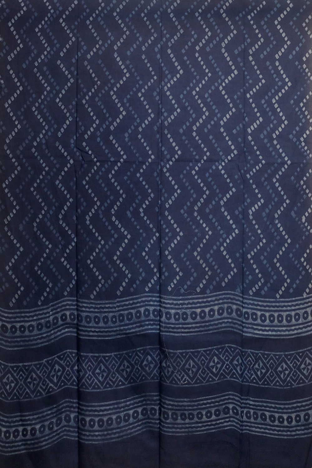 Dotted Chevron - Indigo Block Printed Cotton Dupatta - Image 2
