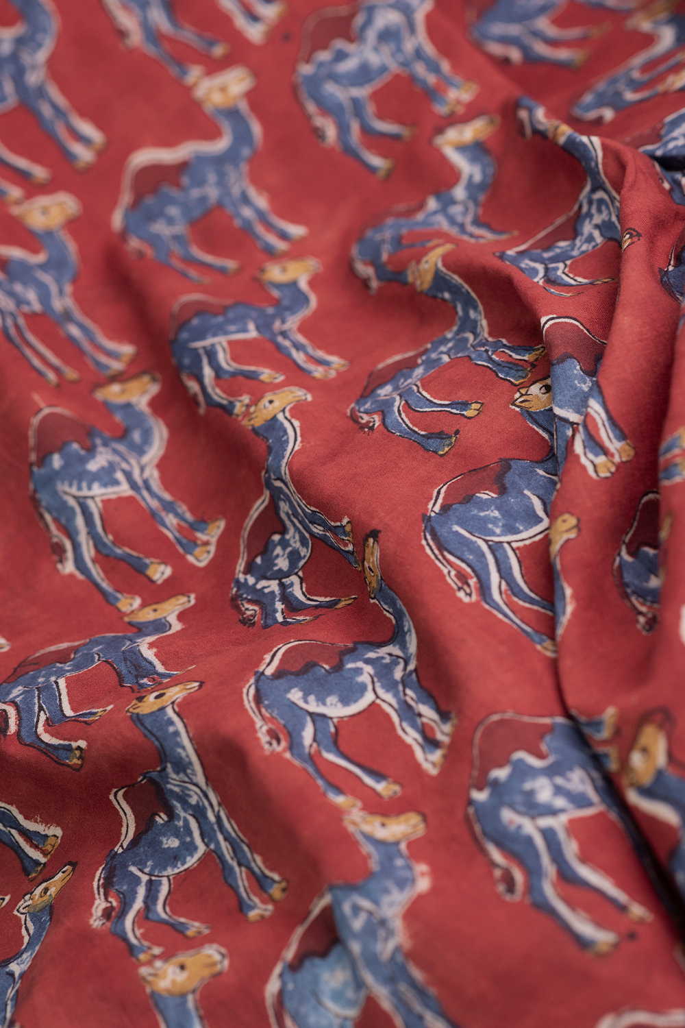 Rustic Camel Print Printed Kalamkari Fabric - Image 3