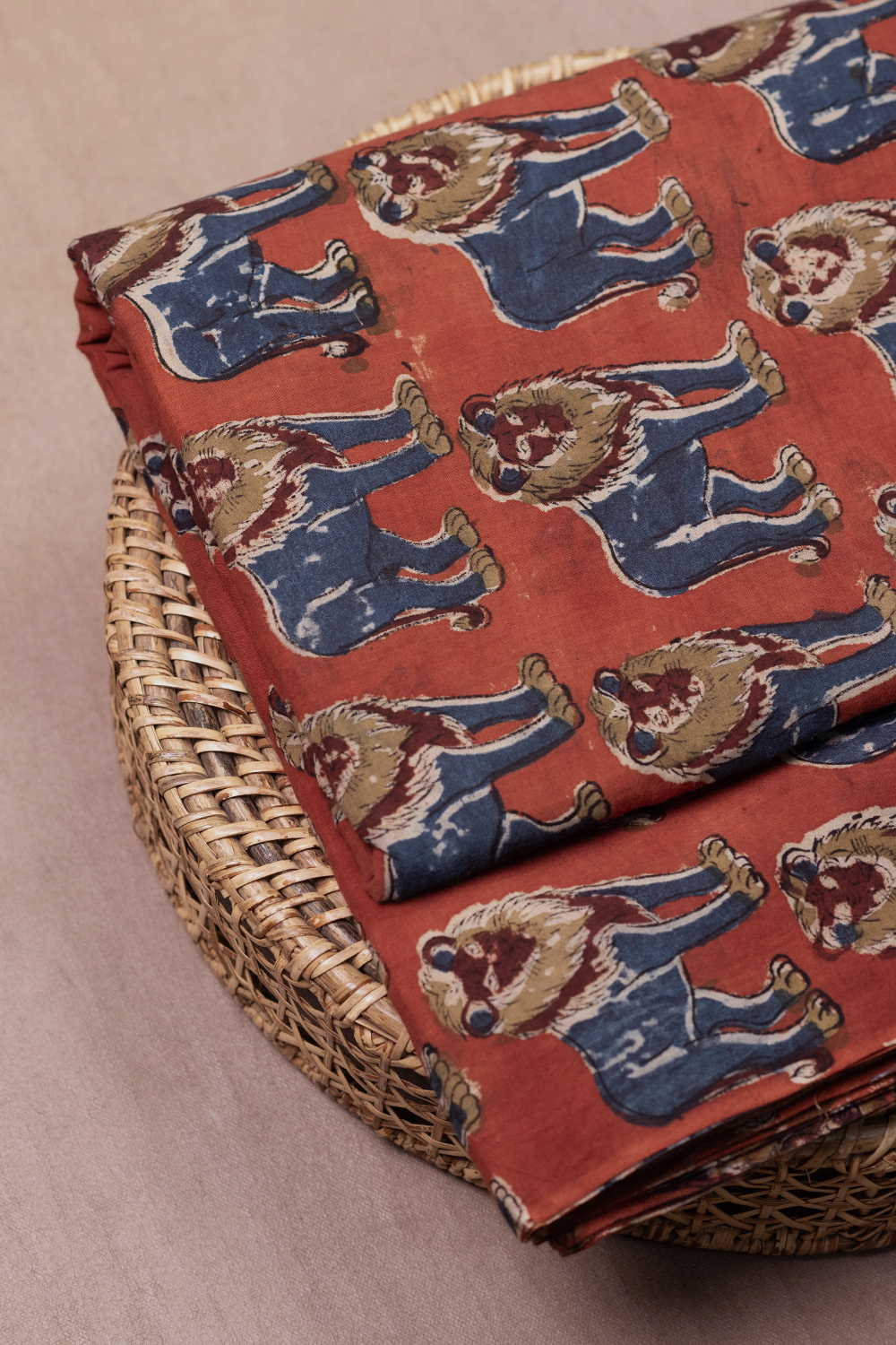 Majestic Lion Print - Printed Kalamkari Fabric