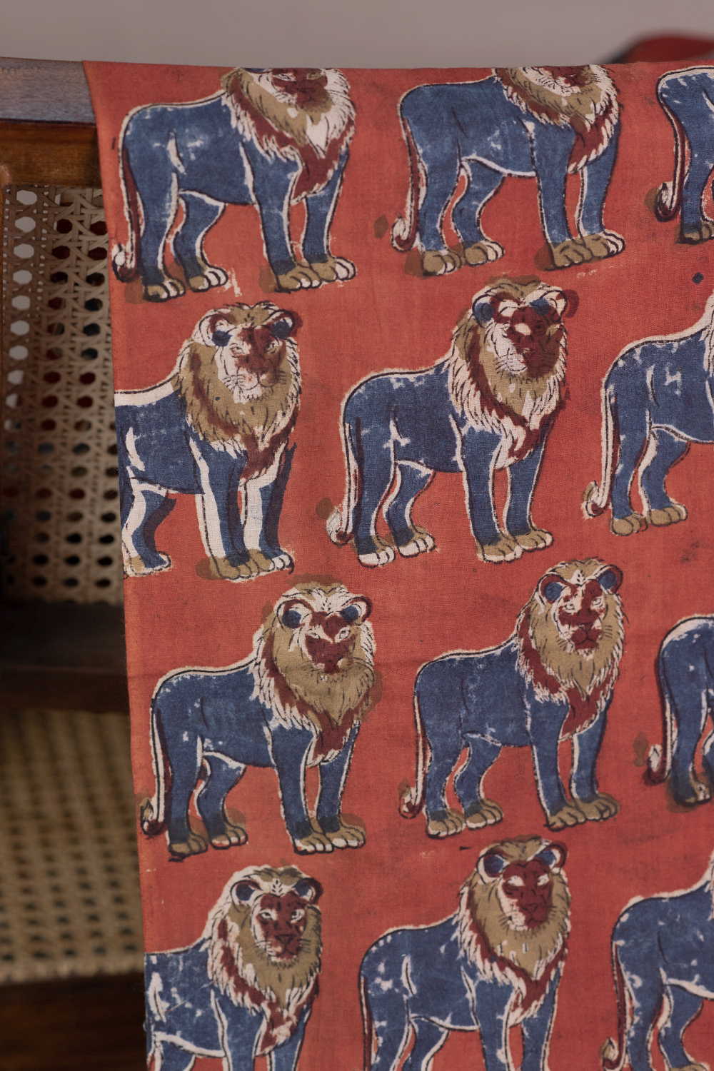 Majestic Lion Print - Printed Kalamkari Fabric - Image 2
