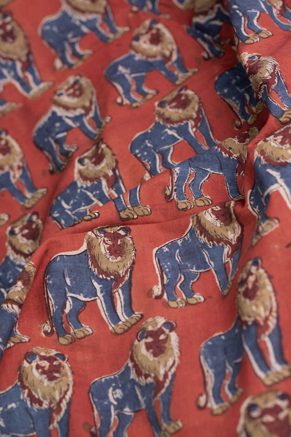 Majestic Lion Print - Printed Kalamkari Fabric - Image 3