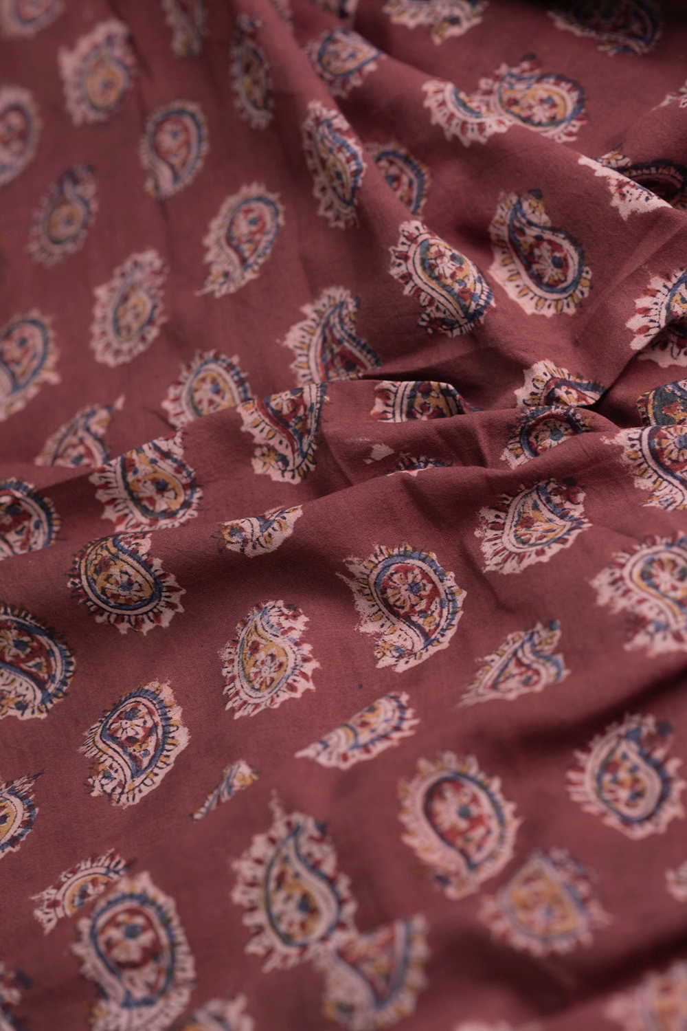 Paisley Motifs Printed Kalamkari Fabric - Image 3