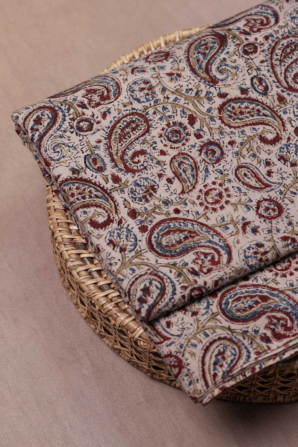 Pasiley Garden - Cream Printed Kalamkari Fabric - Image 2