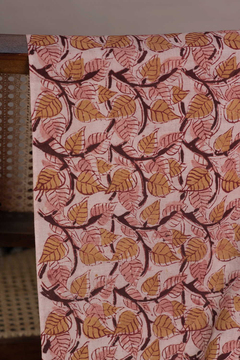 Timeless Vine Leaves Printed Kalamkari Fabric - Image 2