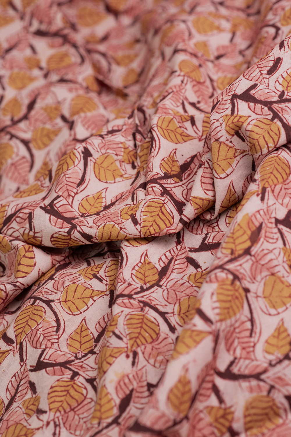 Timeless Vine Leaves Printed Kalamkari Fabric - Image 3