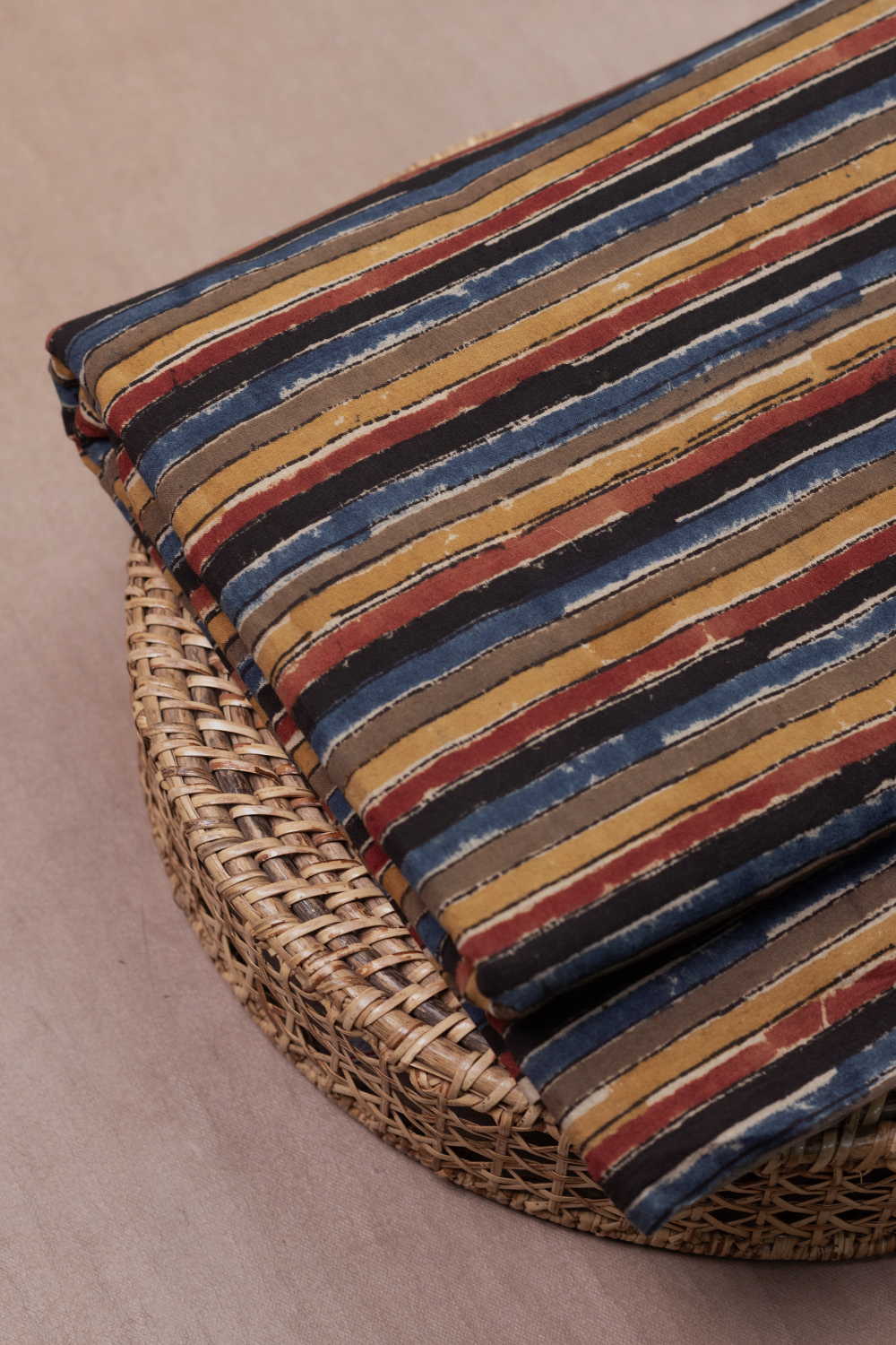 Multi-Color Stripe Printed Kalamkari Fabric