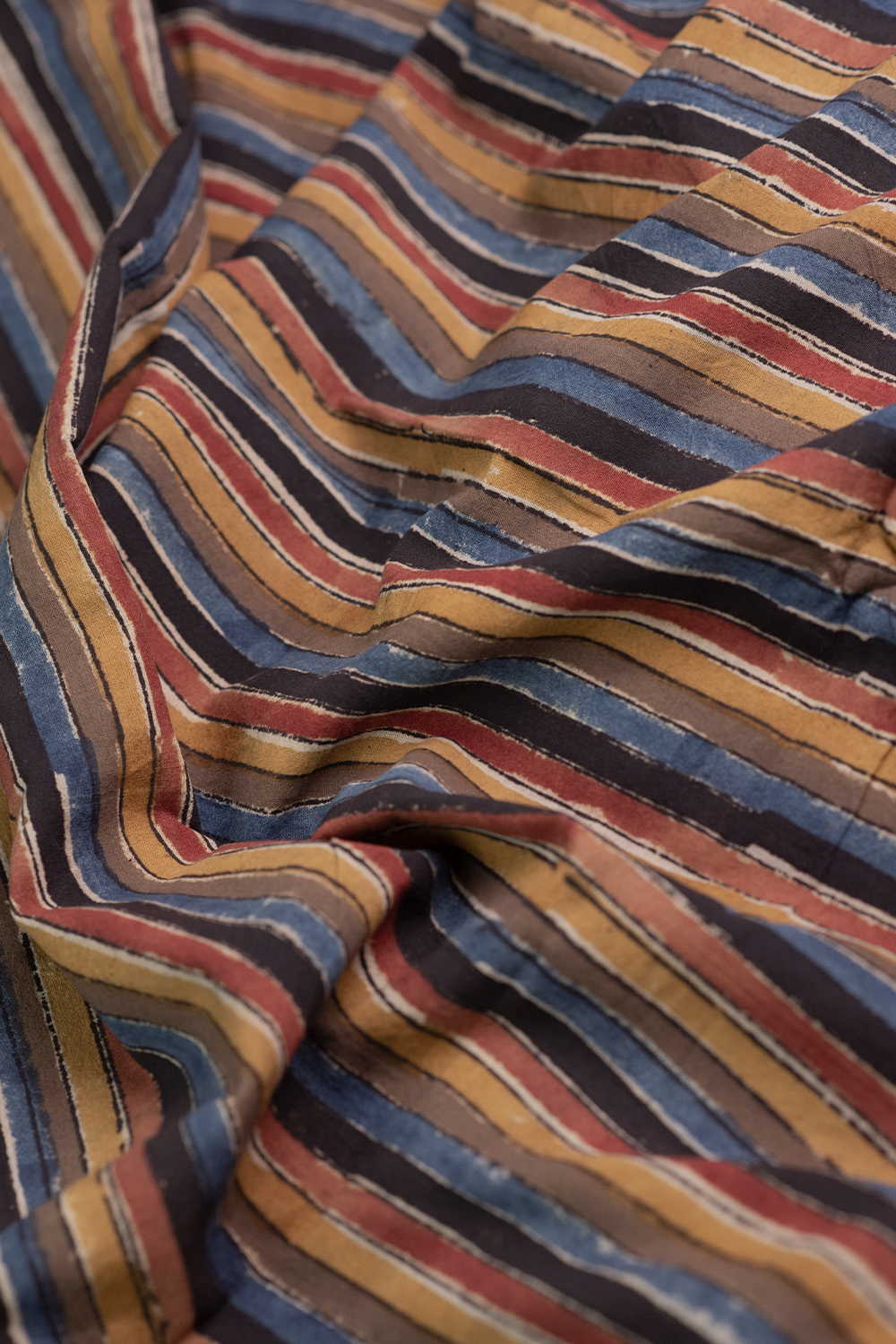Multi-Color Stripe Printed Kalamkari Fabric - Image 3