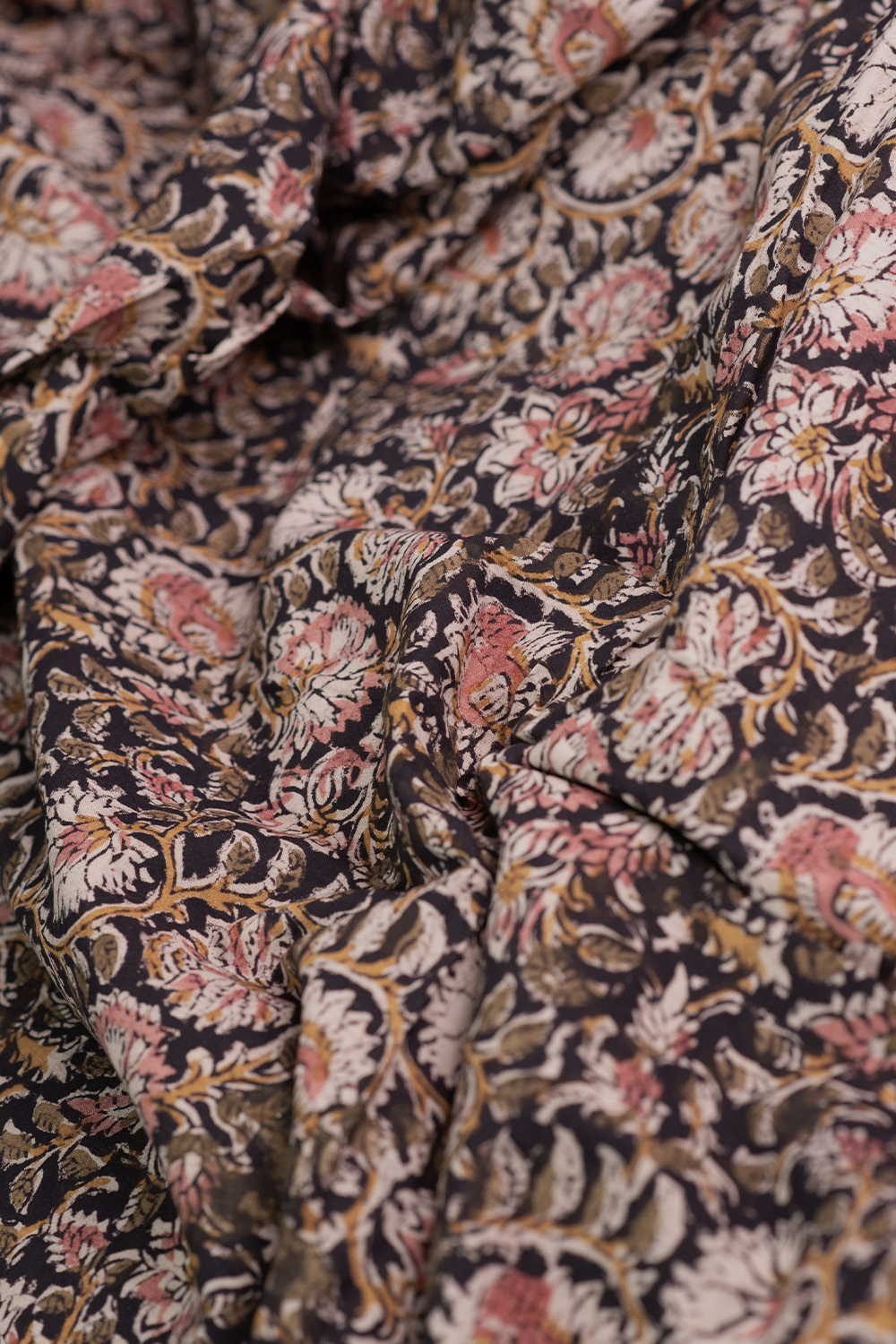 Cluster Floral Printed Kalamkari Fabric - Image 3
