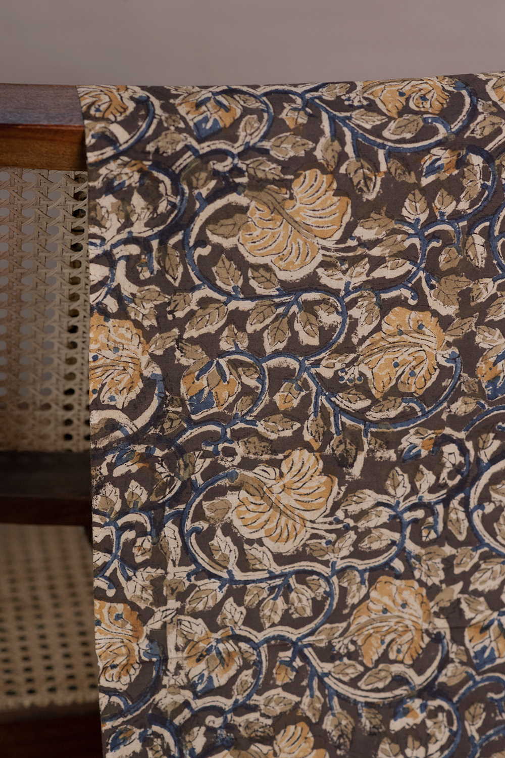 Yellow Spring Floral Printed Kalamkari Fabric