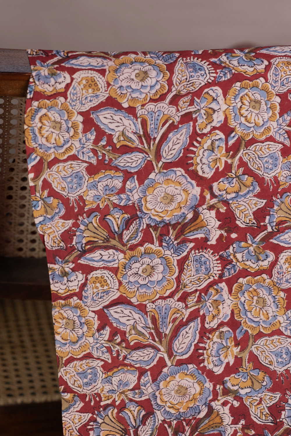 Floral Garden - Maroon Printed Kalamkari Fabric