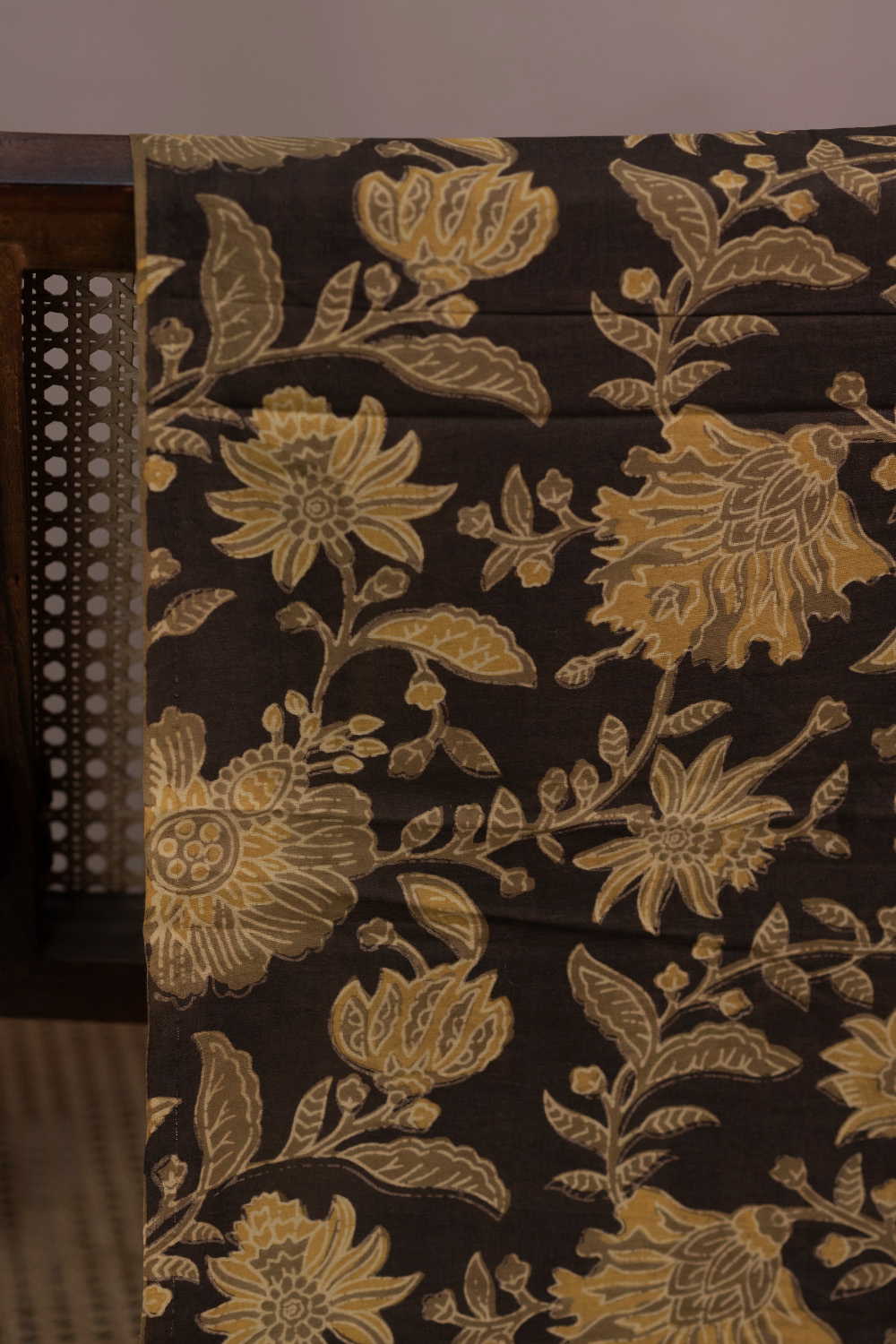 Vintage Floral Block Printed Cotton Fabric - Image 2