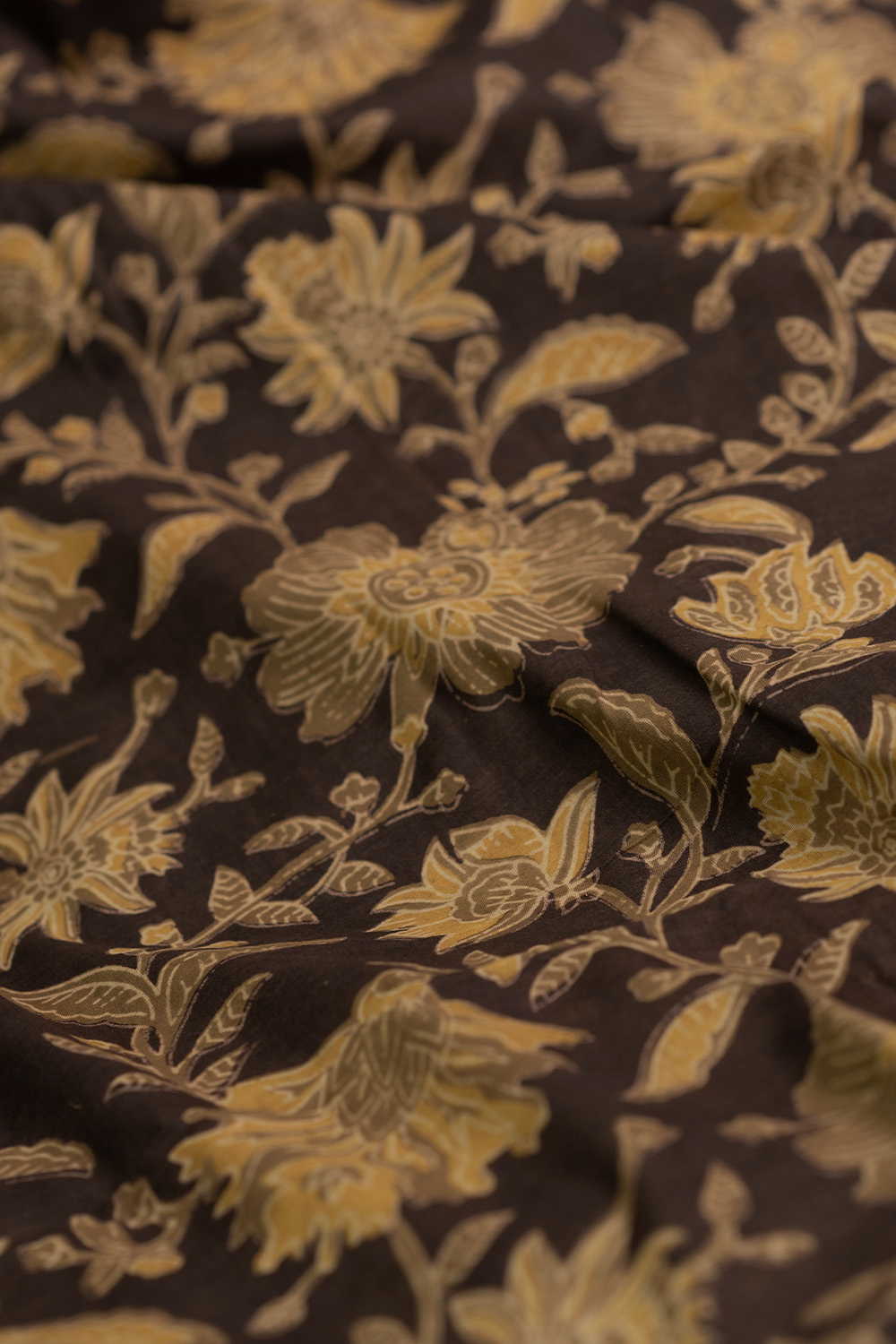 Vintage Floral Block Printed Cotton Fabric - Image 3