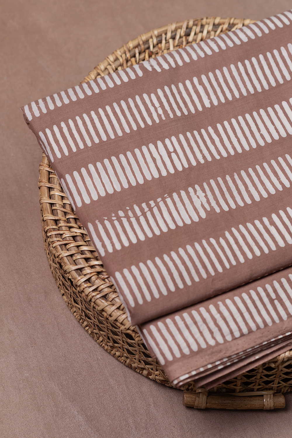 Soft Brown Block Printed Batik Cotton Fabric