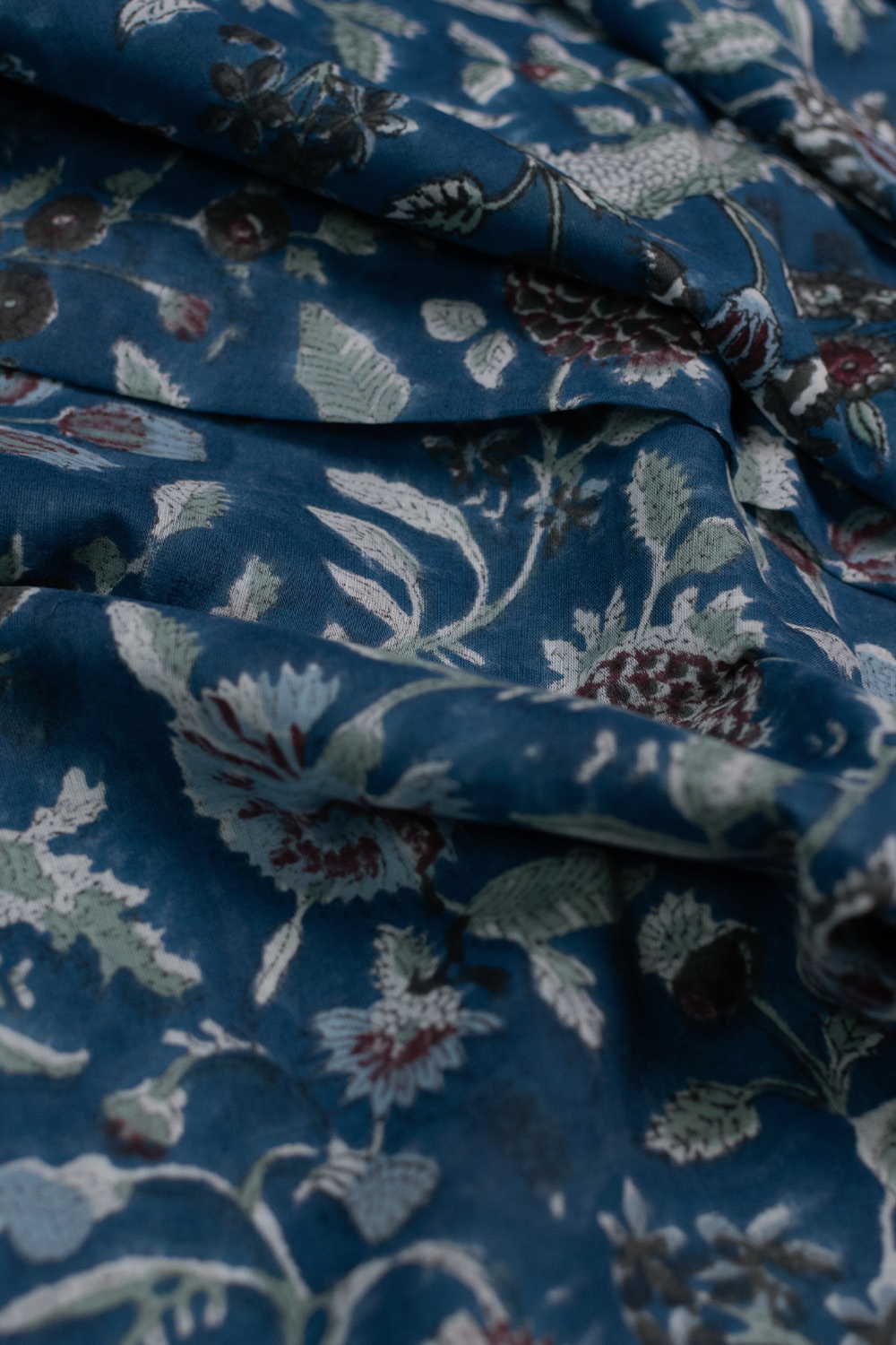 Tealwood Blossom Sanganeri Mul Cotton Fabric - Image 3