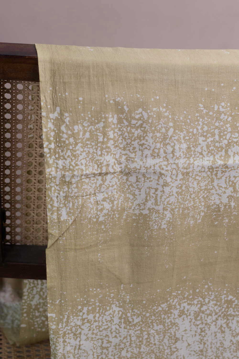 Moss Green Block Printed Batik Cotton Fabric - Image 2