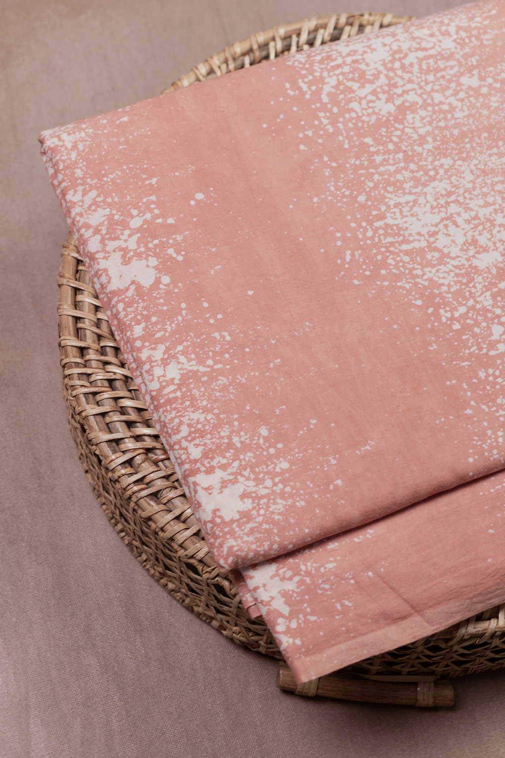 Baby Peach Block Printed Batik Cotton Fabric