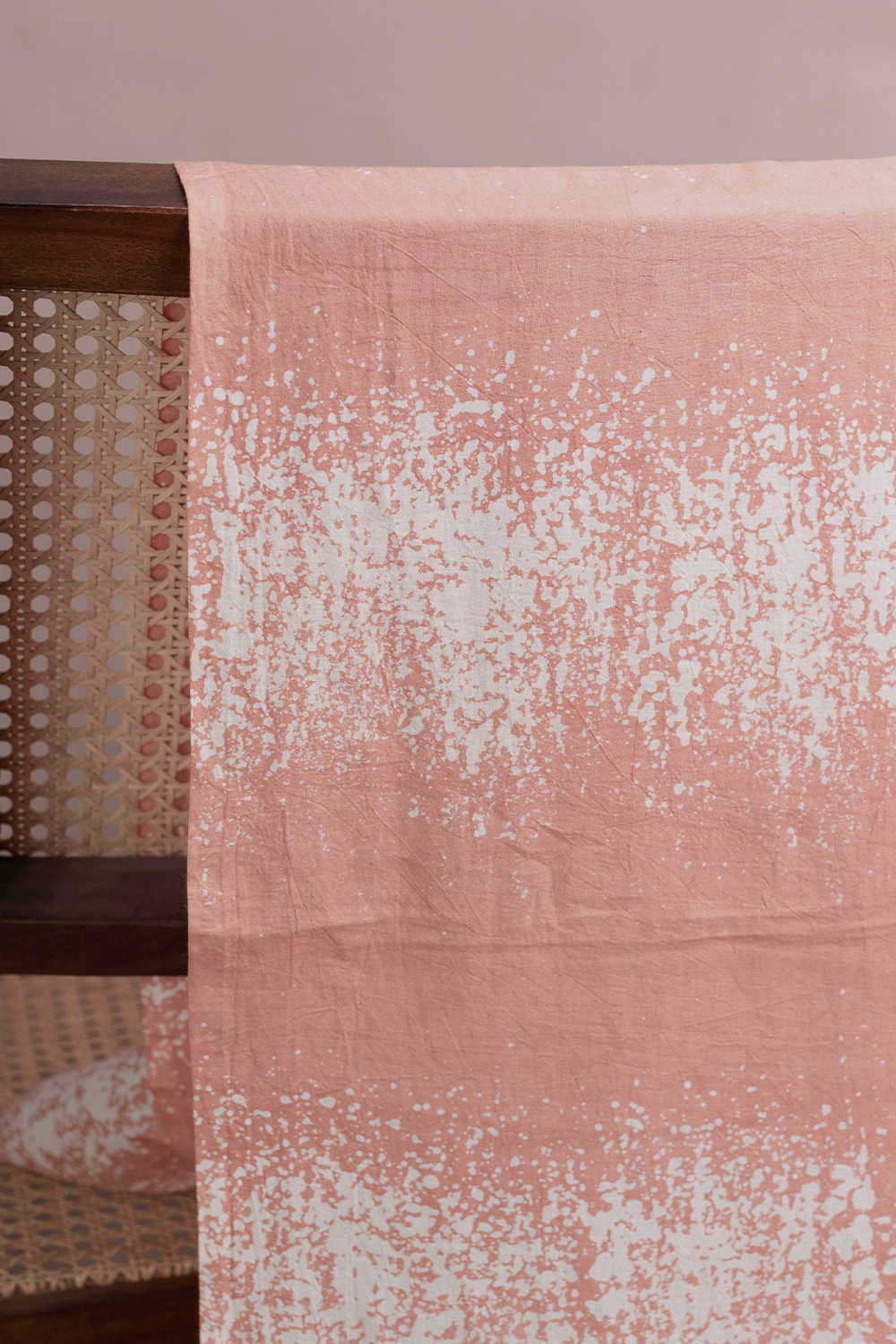 Baby Peach Block Printed Batik Cotton Fabric - Image 2