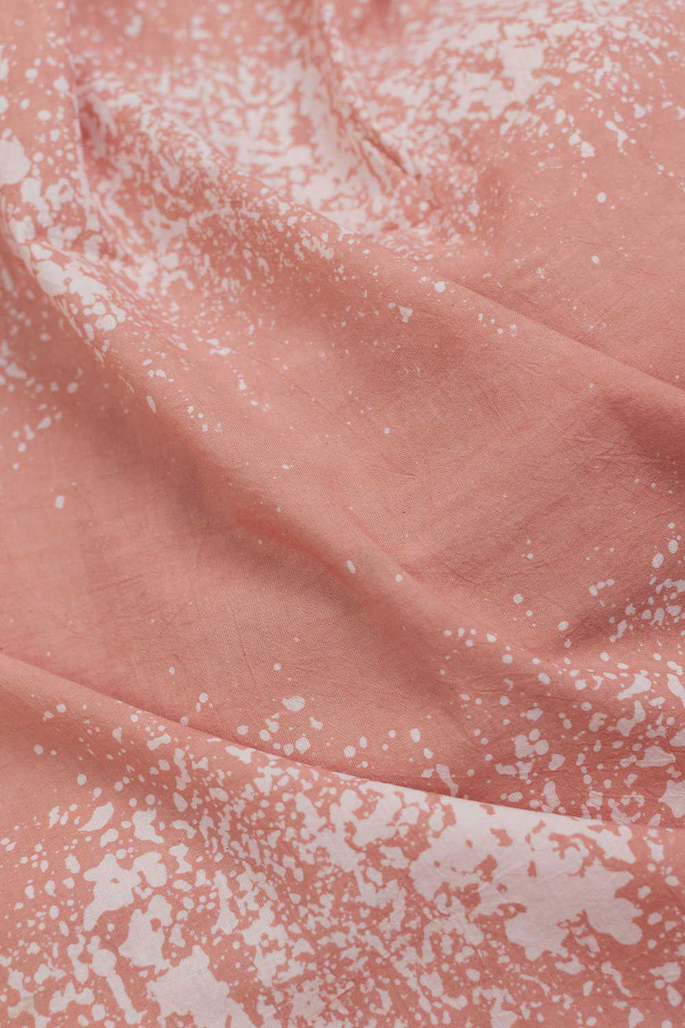 Baby Peach Block Printed Batik Cotton Fabric - Image 3