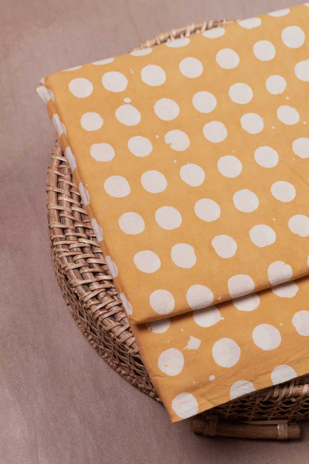 Polka Circle Block Printed Batik Cotton Fabric - Image 3