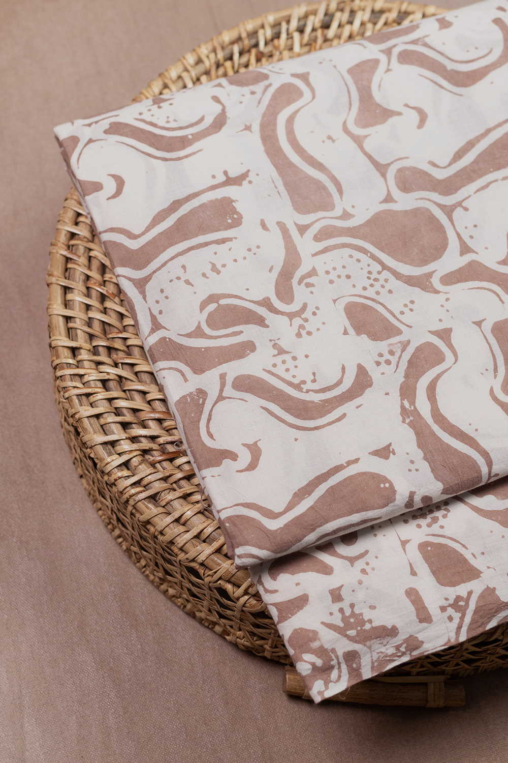 Pattern on Brown Block Printed Batik Cotton Fabric - Image 3