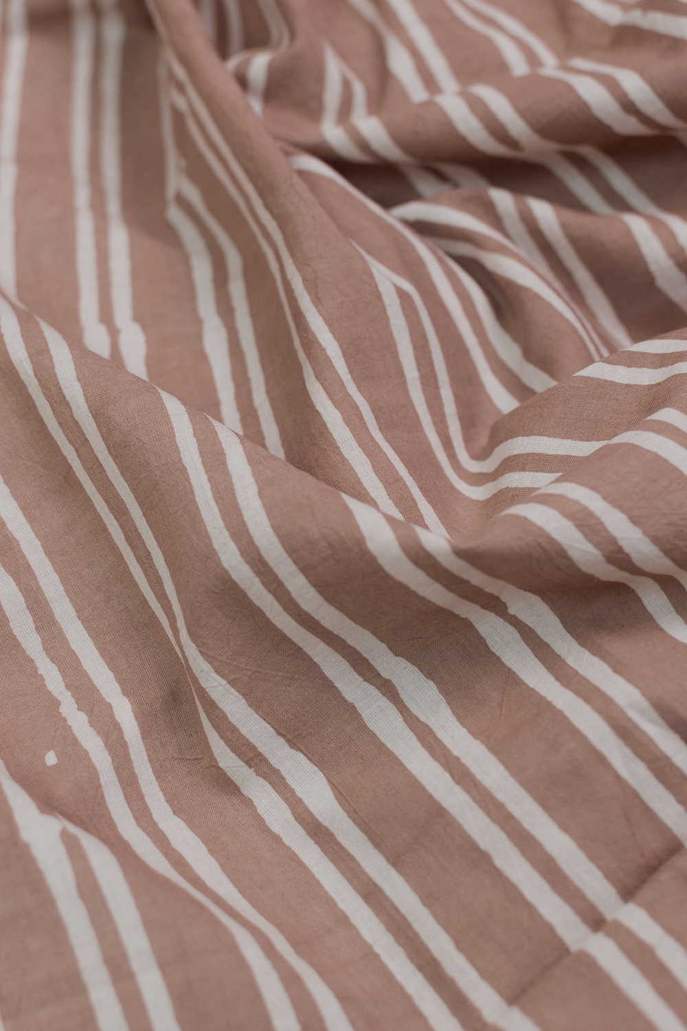 Cream Stripe Pattern Block Printed Batik Cotton Fabric - Image 3