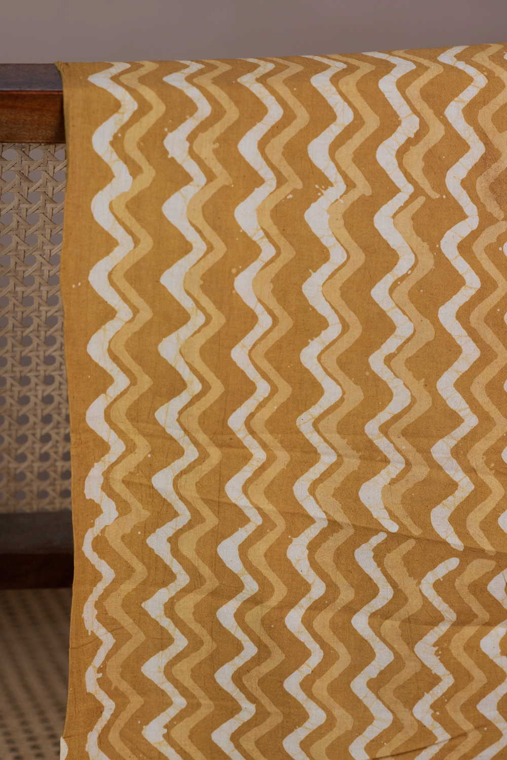 Chevron - Yellow Block Printed Batik Cotton Fabric