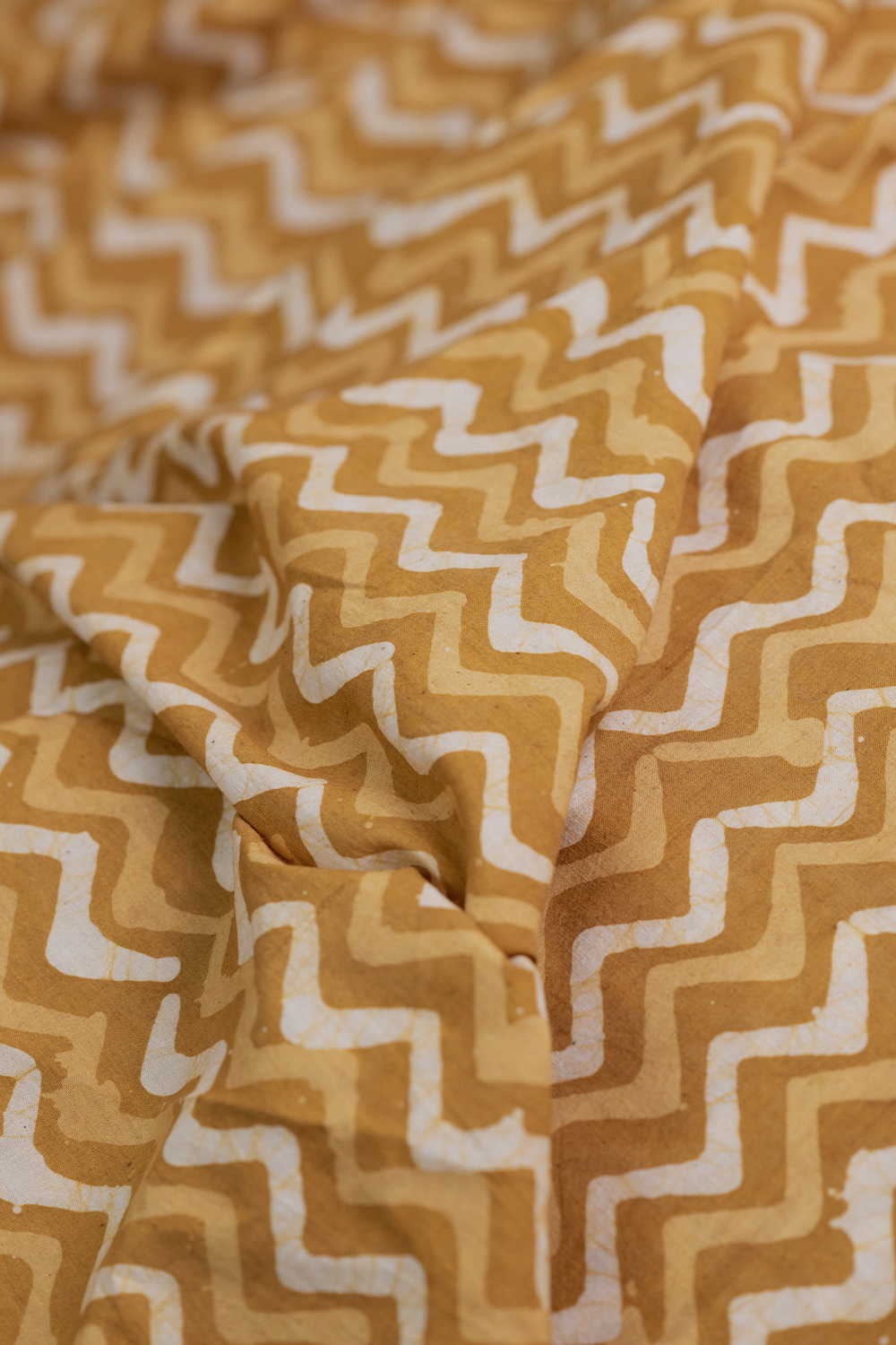 Chevron - Yellow Block Printed Batik Cotton Fabric - Image 3