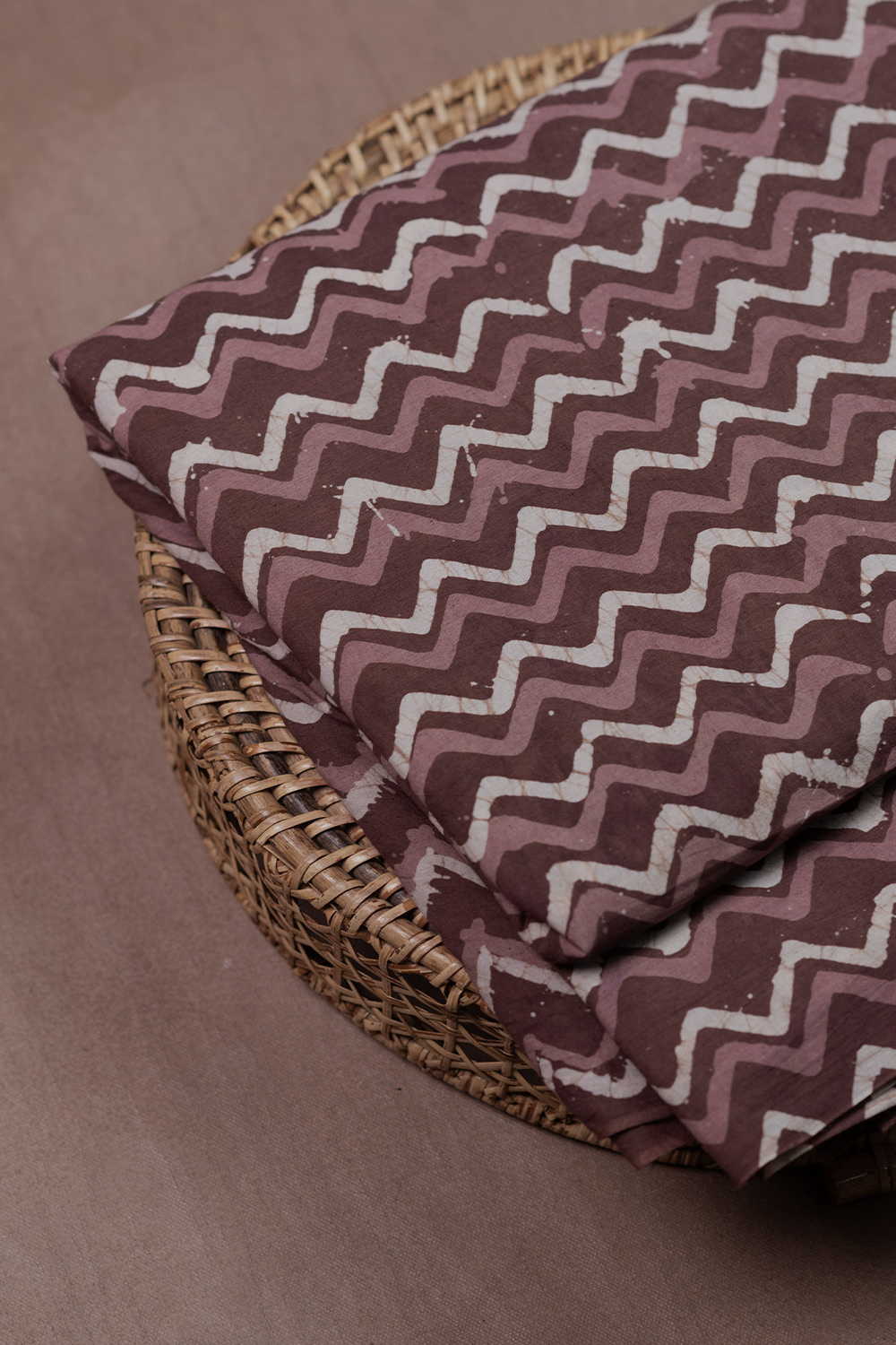 Chevron - Brown Block Printed Batik Cotton Fabric - Image 2