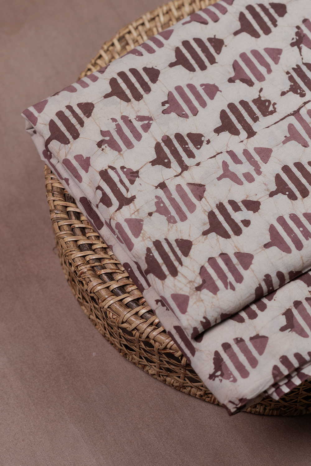 Snow Cream Block Printed Batik Cotton Fabric - Image 2