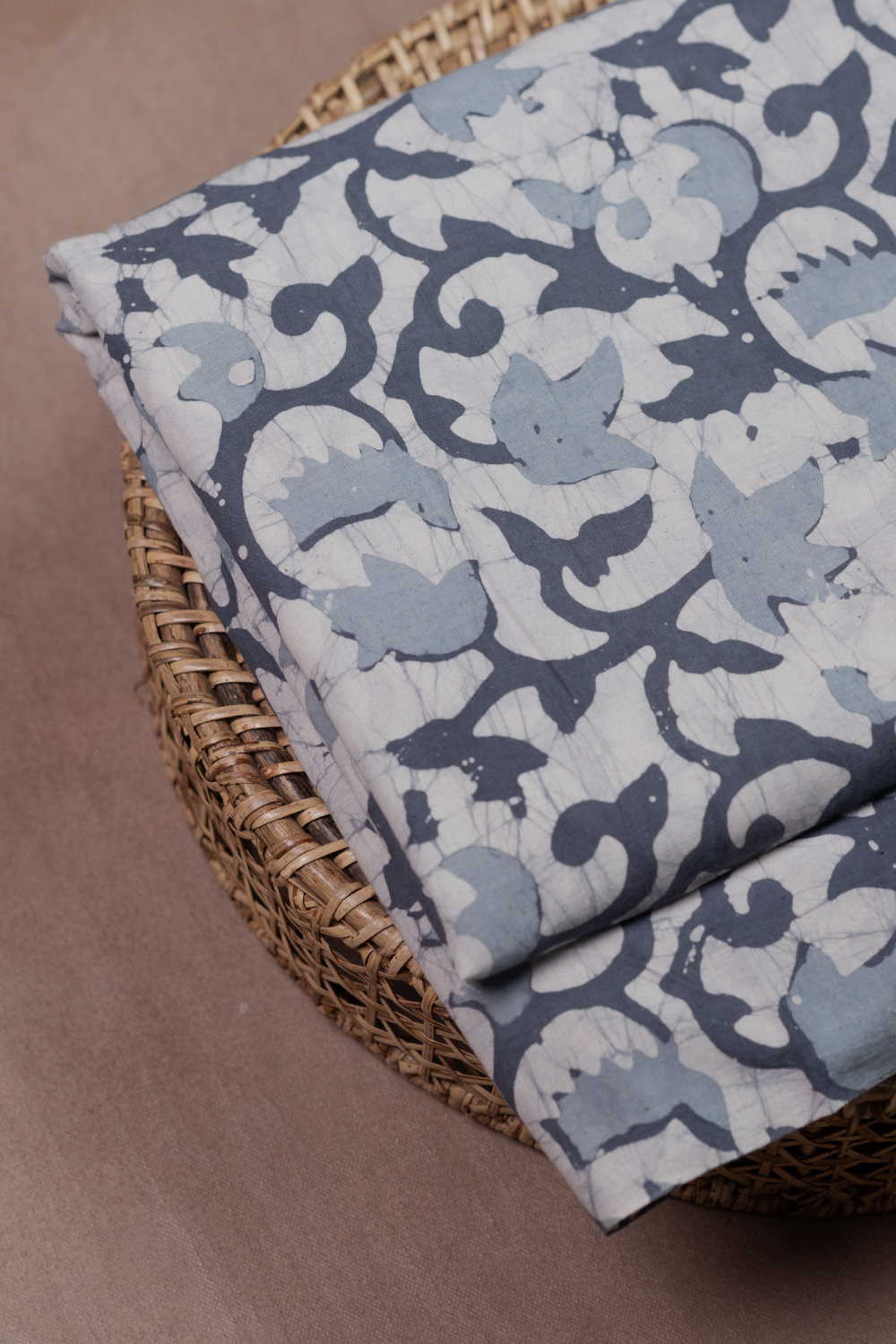 Cluster Floral Block Printed Batik Cotton Fabric - Image 2