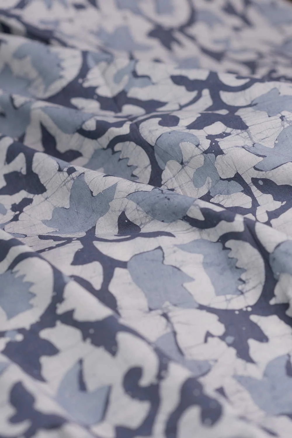 Cluster Floral Block Printed Batik Cotton Fabric - Image 3
