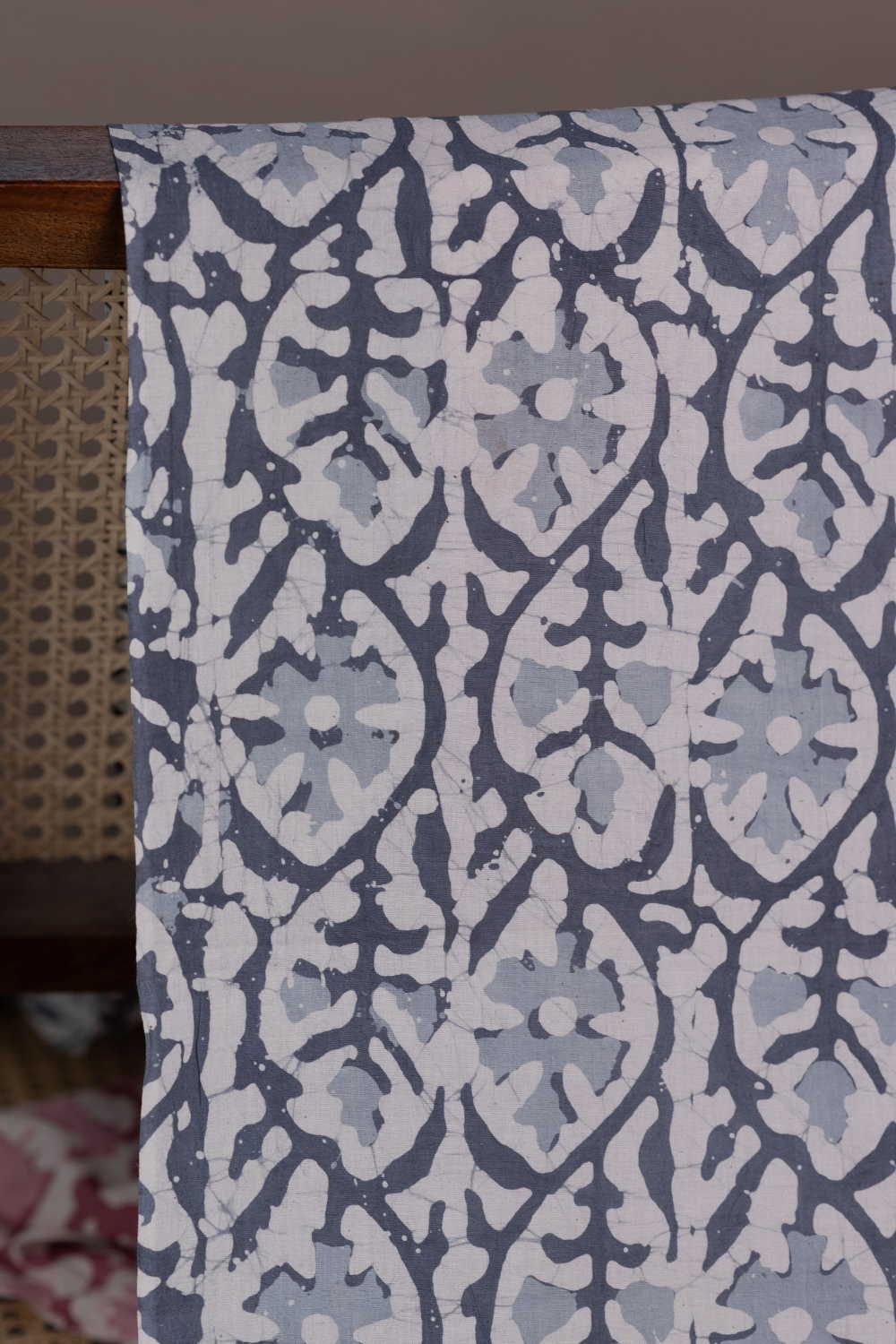 Floral Design Block Printed Batik Cotton Fabric