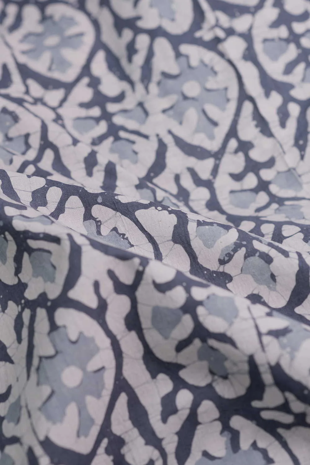 Floral Design Block Printed Batik Cotton Fabric - Image 3