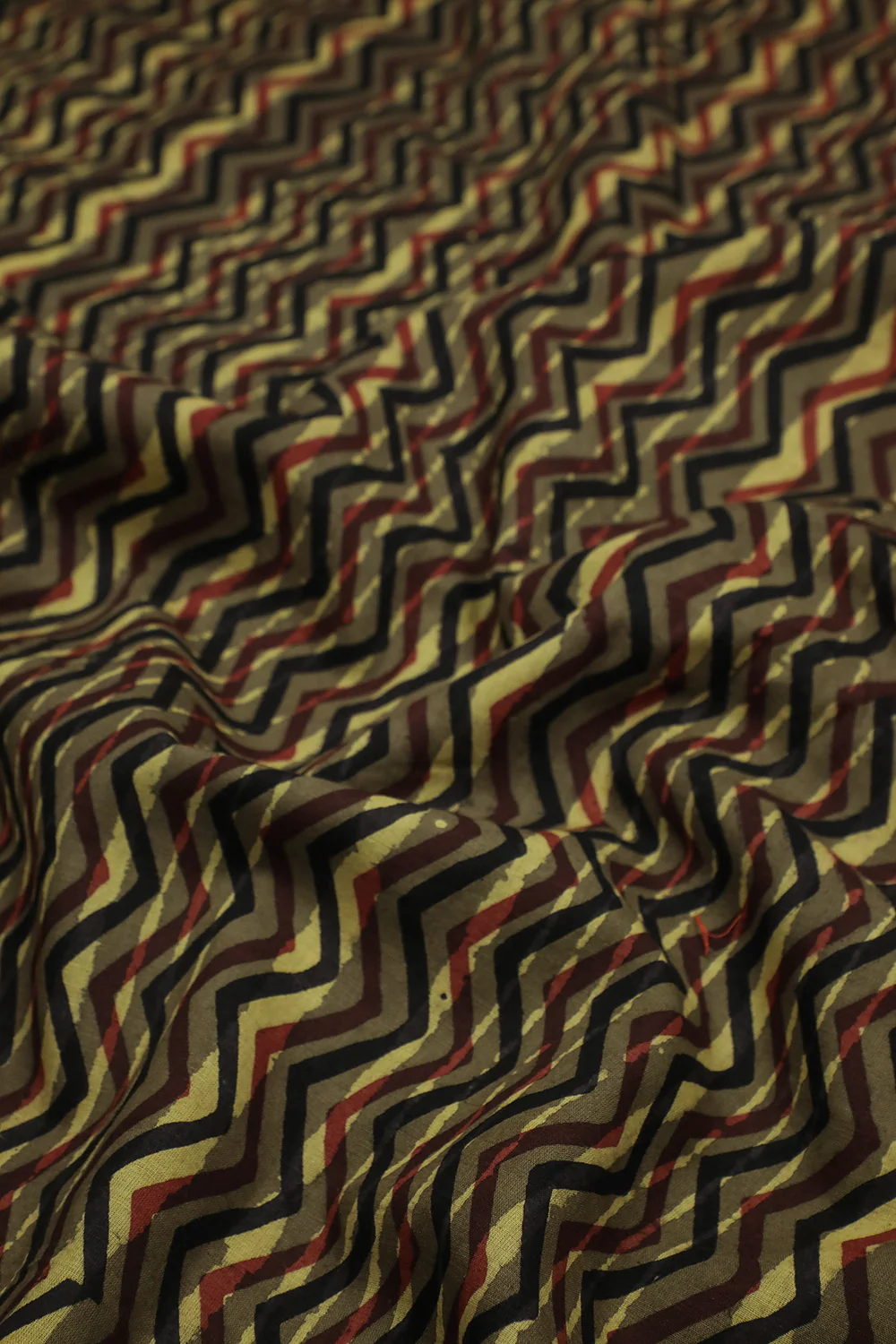 Chevron Pattern Block Printed Cotton Fabric - Image 3