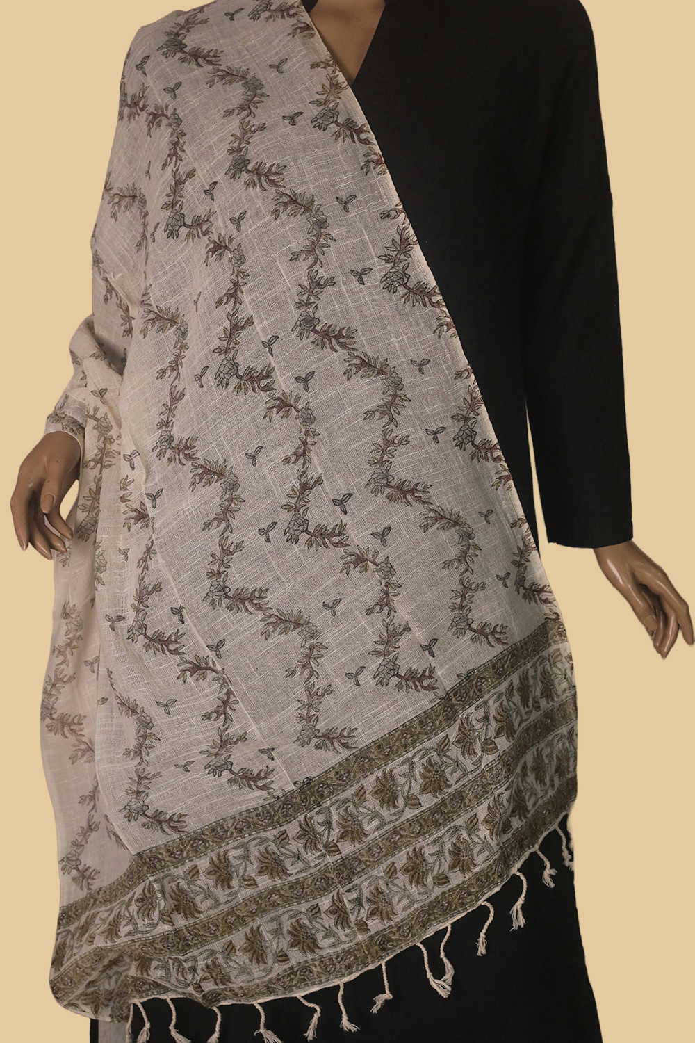 Intricate Pattern Block Printed Slub Cotton Stole