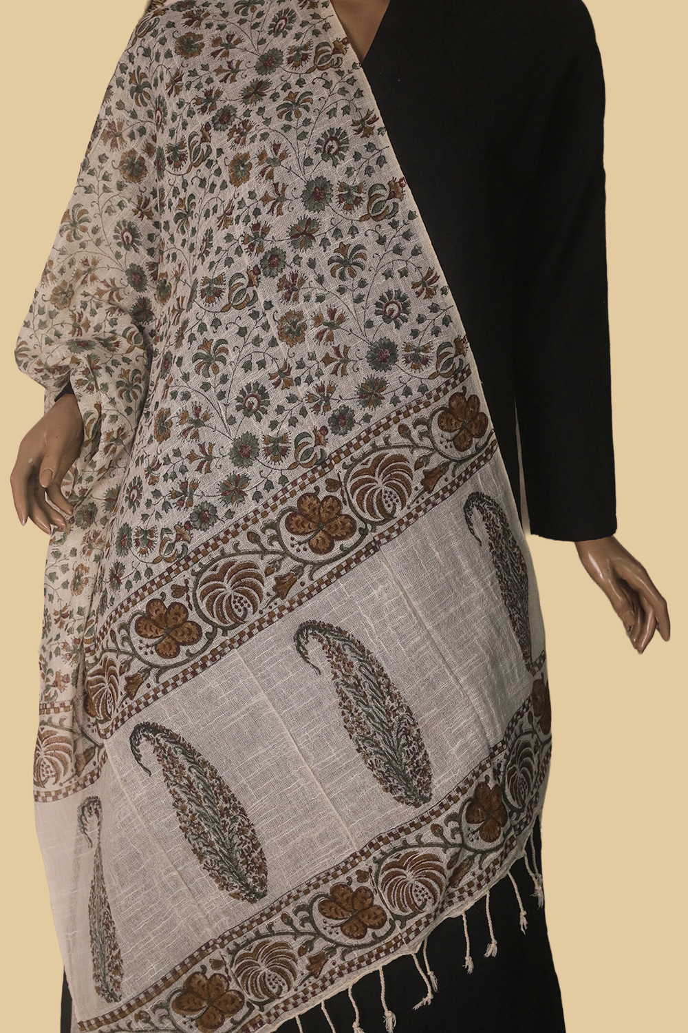 Spring Floral Block Printed Slub Cotton Stole