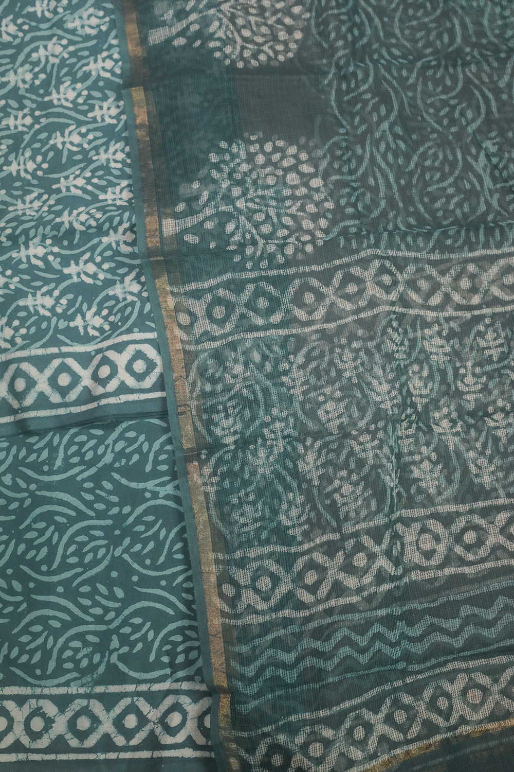 Green Block Printed Cotton Suit - Image 3