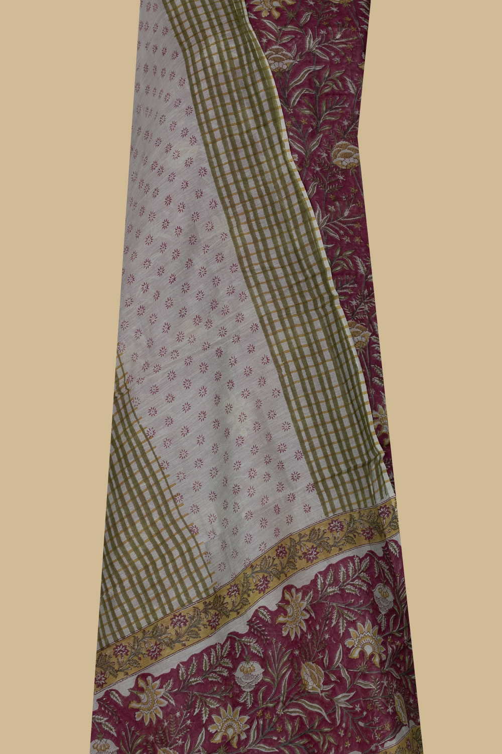 Vintage Floral Garden Mul Chanderi Suit - Image 2