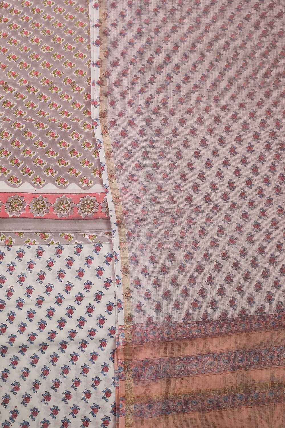 Mini Floral Design Block Printed Mul Cotton Suit - Image 3